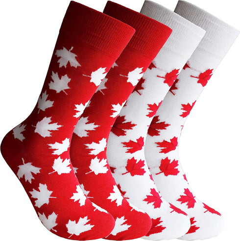 Maple Leaves Canada Unisex Men Women Fun Dress Casual Crew Funny Novelty Socks